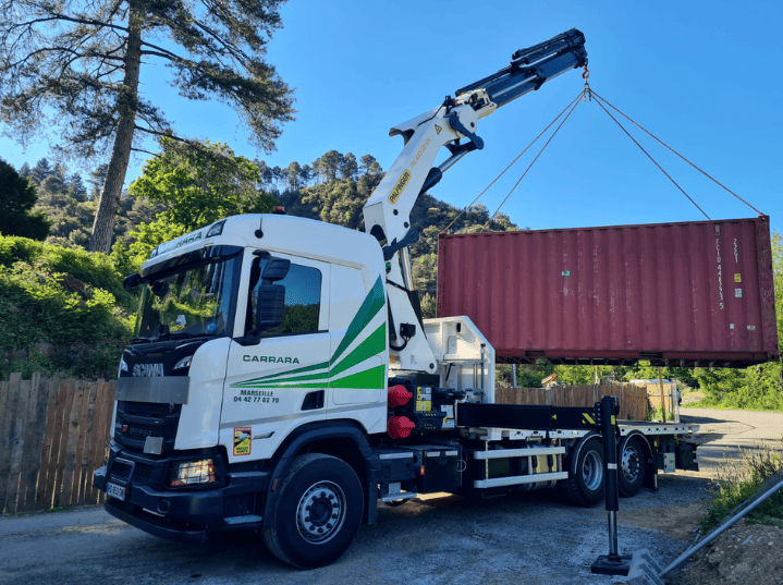 Levage bras de grue - container