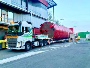 Transport exceptionnel d'un silo de 12m
